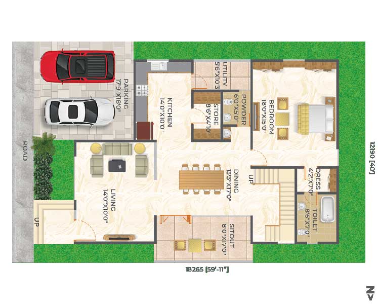 Kumari Oakville Villas in Sarjapur Bangalore Villa Plan - 40x60 - East Facing